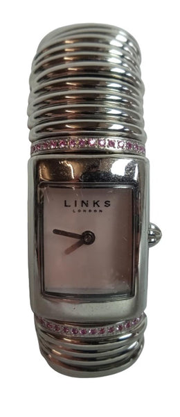 LINKS OF LONDON Ladies Silver Stainless Steel Pink Sapphire Sweetie Watch OS NEW