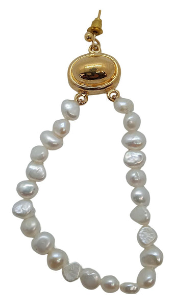 BY ALONA-White Ladies White Pearl Gold Tone Loop Drop Earrings OS NEW RRP190