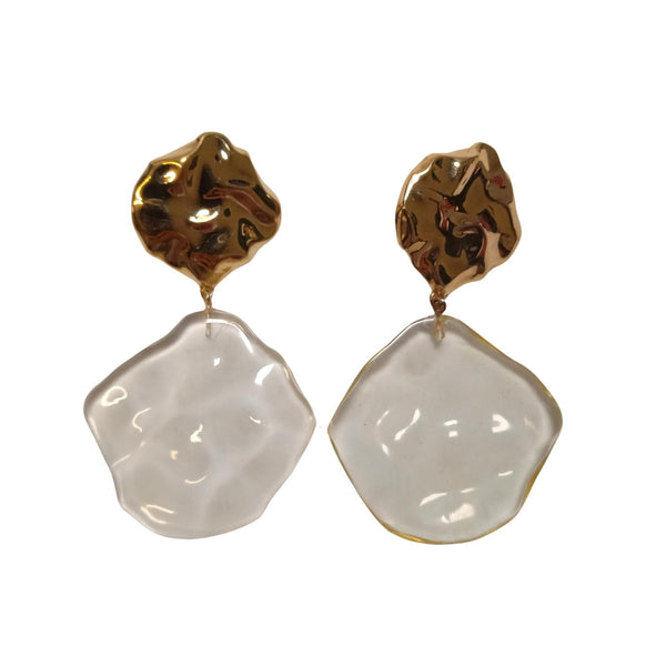 JOANNA LAURA CONSTANTINE Yellow Gold Plated White Hammered Earrings NEW RRP 200