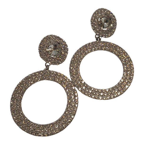 ALESSANDRA RICH Metallic Crystal Dangle Drop Circle Hoop Earrings NEW RRP370