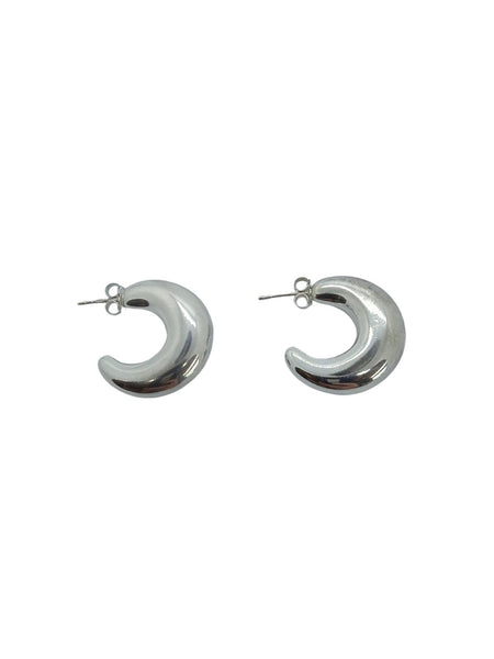 LOREN STEWART Ladies Sterling Silver Small Crescent Moon Hoop Earrings OS NEW