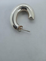 LOREN STEWART Ladies Sterling Silver Pompas Medium Hoop Earrings One Size NEW