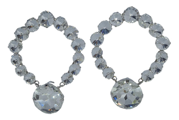 ALESSANDRA RICH Ladies Silver-Tone Crystal Embellished Clip Earrings RRP330 NEW
