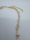 COMPLETEDWORKS Ladies 14K Gold-Plated CZ & Pink Pearl Necklace RRP770 NEW