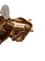 SAINT LAURENT 5 Shell Earrings Clip On Brass Dangle Drop Gold OS NEW RRP700