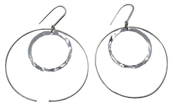ISABEL MARANT Glass Round Hoop Earrings Circle Silver Tone/Clear One Size NEW