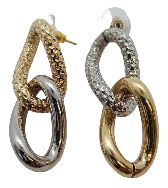 BY ALONA Draco Curb Chain Earrings Twist Gold & Silver Plated OS NEW RRP130
