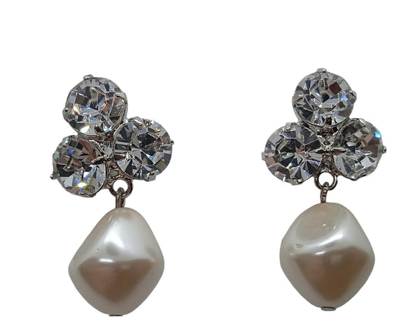 JENNIFER BEHR Tatiana Earrings Crystal Baroque Pearls White/Silver OS NEW RRP275