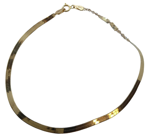 LOREN STEWART Herringbone Bracelet 10K Yellow Gold Chain One Size NEW RRP195