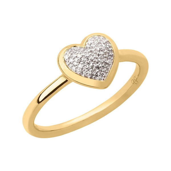 LINKS OF LONDON Diamond Essentials Gold Vermeil Pave Heart Ring L NEW RRP215