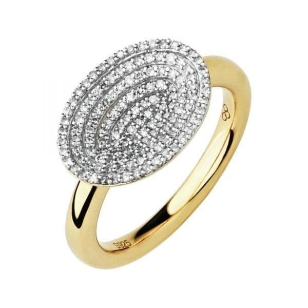 LINKS OF LONDON Diamond Essentials Yellow Gold Vermeil Pave Ring P NEW RRP680