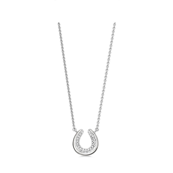 LINKS OF LONDON Ladies Sterling Silver Ascot Diamond Horseshoe Necklace NEW