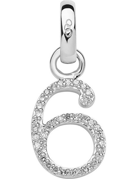LINKS OF LONDON Number 6 Diamond Charm Pendant Sterling Silver RRP140 NEW