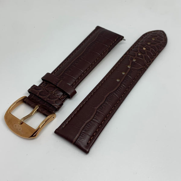 LINKS OF LONDON Men's Brown Leather 22mm Croc Rose Gold Watch Strap NEW RRP110