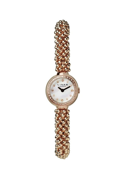 LINKS OF LONDON Effervescence Star Watch Rose Gold Vermeil White M RRP460 NEW