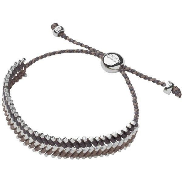 LINKS OF LONDON Sterling Silver Grey Herringbone Friendship Bracelet RRP215 NEW