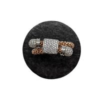 LINKS OF LONDON Stardust Square Toggle Ring Rose Gold Plate Zirconia UK P RRP150