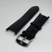 LINKS OF LONDON Mens Black Croc Leather Silver Accent Watch Strap 24mm NEW RRP45