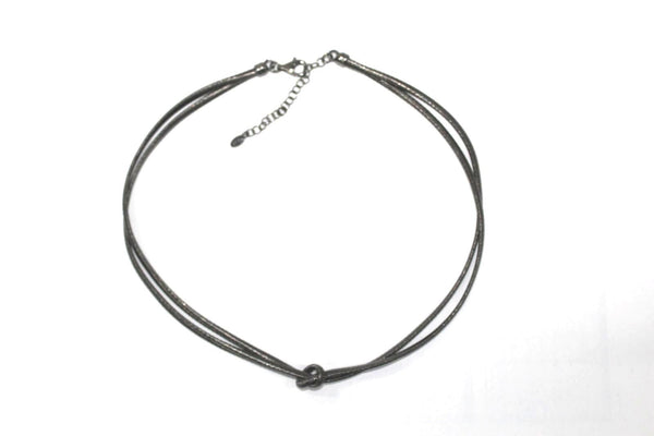 LINKS OF LONDON Ladies Sterling Silver Swirl 2 Row Grey Knot Necklace NEW RRP120
