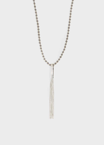 Phase Eight Tilly Tassel Long Necklace Grey/Silver RRP29