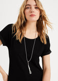Phase Eight Tilly Tassel Long Necklace Grey/Silver RRP29
