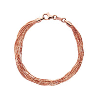 LINKS OF LONDON Essentials Rose Gold Vermeil Silk 10 Row Bracelet M NEW RRP150
