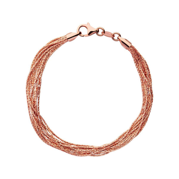 LINKS OF LONDON Essentials Rose Gold Vermeil Silk 10 Row Bracelet M NEW RRP150