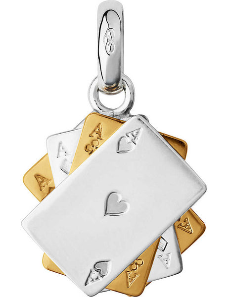 LINKS OF LONDON Sterling Silver Yellow Gold Vermeil Poker Cards Charm RRP70 NEW