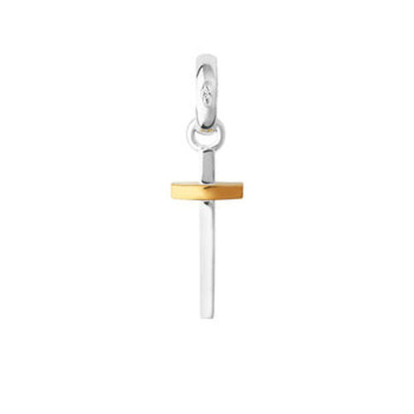 LINKS OF LONDON Sterling Silver Gold Vermeil Slim Cross Bracelet Charm NEW RRP60