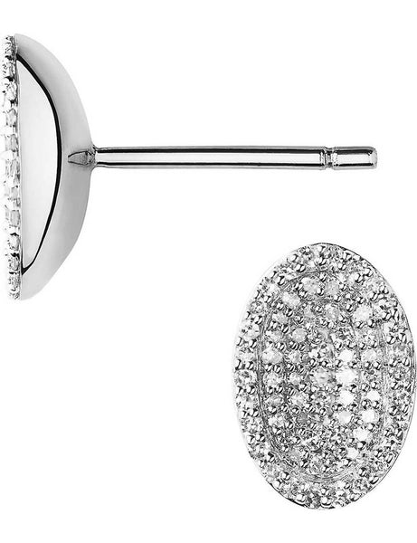 LINKS OF LONDON Concave Sterling Silver Pave Diamond Oval Earrings RRP610 NEW