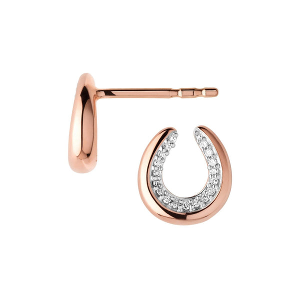 LINKS OF LONDON Ascot Rose Gold Vermeil Diamond Horseshoe Earrings RRP250 NEW