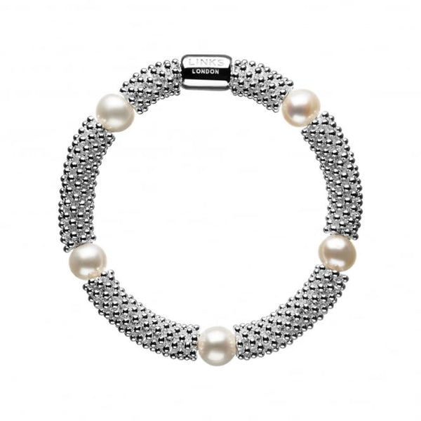 LINKS OF LONDON Ladies Effervescence 925 White Pearl Star Bracelet NEW RRP265