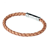LINKS OF LONDON Men's Tan Beige Braided Leather Venture Bracelet RRP175 NEW
