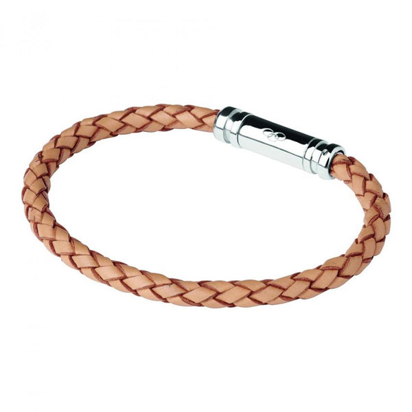LINKS OF LONDON Men's Tan Beige Braided Leather Venture Bracelet RRP175 NEW