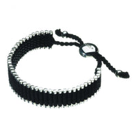 LINKS OF LONDON Sterling Silver Black Cord Friendship Bracelet L RRP215 NEW