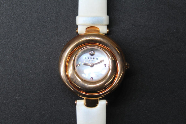 LINKS OF LONDON Ladies Hope Rose Gold Vermeil White Strap Wrist Watch RRP344 NEW