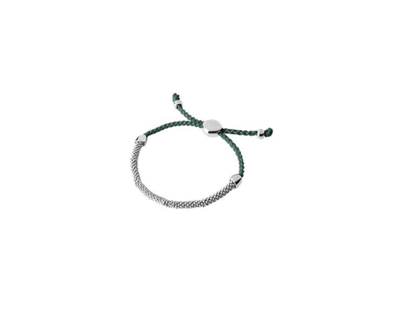 LINKS OF LONDON Sterling Silver Effervescence XS Green Cord Bracelet RRP165 NEW
