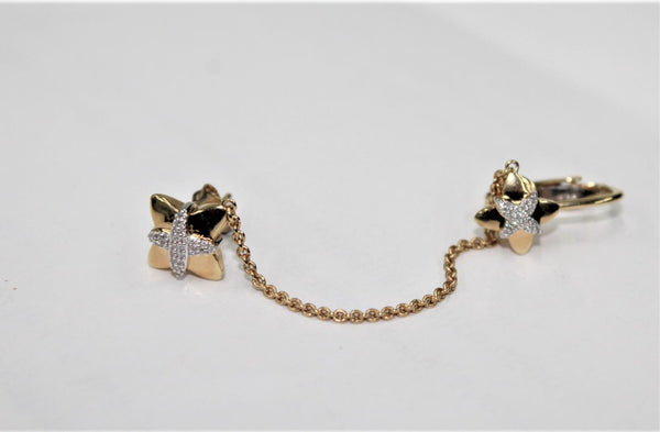 LINKS OF LONDON Splendour Diamond 2 Star Gold Vermeil Cuff Earring NEW RRP470