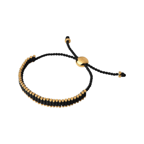 LINKS OF LONDON Ladies 18kt Yellow Gold Vermeil & Black Friendship Bracelet NEW