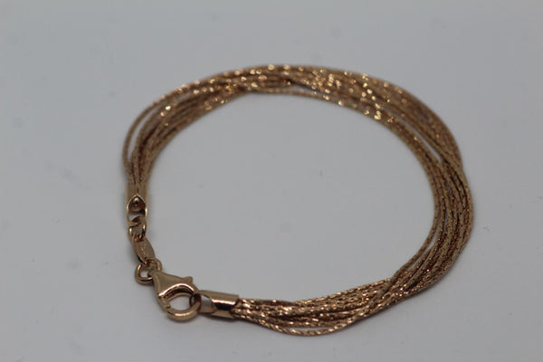 LINKS OF LONDON Ladies Sterling Silver Rose Gold 6" Silk 10 Row Bracelet NEW