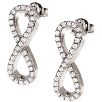 FOLLI FOLLIE Ladies Sterling Silver Infinity Fashionably Stud Earrings NEW