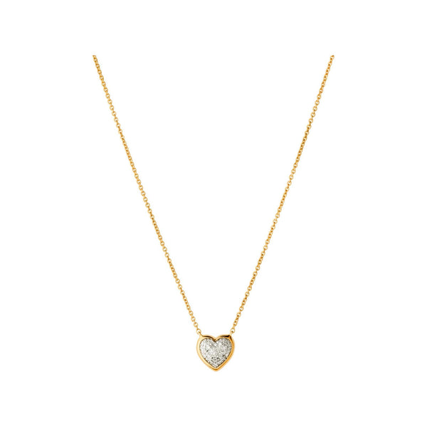 LINKS OF LONDON Ladies Yellow Gold S-Silver Diamond Pave Heart Necklace NEW