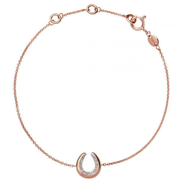 LINKS OF LONDON Rose Gold Vermeil Pave Diamond Ascot Horseshoe Bracelet NEW