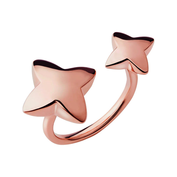 LINKS OF LONDON 18ct Rose Gold Vermeil Splendour Double Star Ring N RRP145 NEW