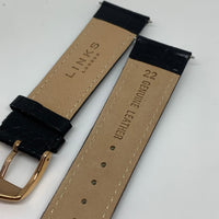 LINKS OF LONDON Men's Black Leather 22mm Croc Rose Gold Watch Strap NEW RRP110