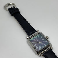 LINKS OF LONDON Ladies Silver Square Analogue Black Strap Watch NEW RRP635