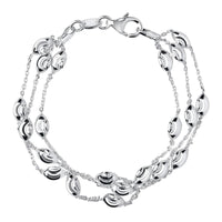 LINKS OF LONDON Ladies Silver Bracelet Chain Essential Beaded 3-Row NEW RRP140