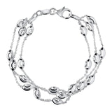 LINKS OF LONDON Ladies Silver Bracelet Chain Essential Beaded 3-Row NEW RRP140