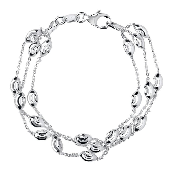 LINKS OF LONDON Ladies Silver Bracelet Chain Essential Beaded 3-Row NEW RRP140