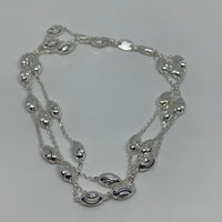 LINKS OF LONDON Ladies Silver Bracelet Beaded Essential 3Row L NEW RRP215
